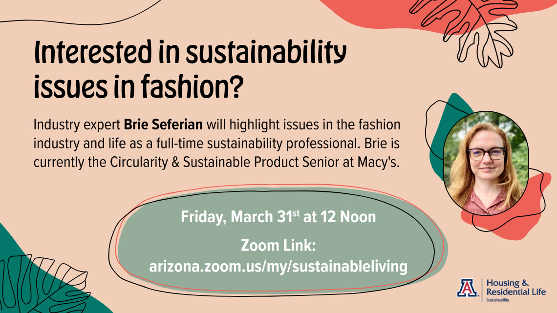 Interested in sustainability issues in fashion? Industry expert will highlight issues in the fashion industry and life as a full-time sustainability professional.